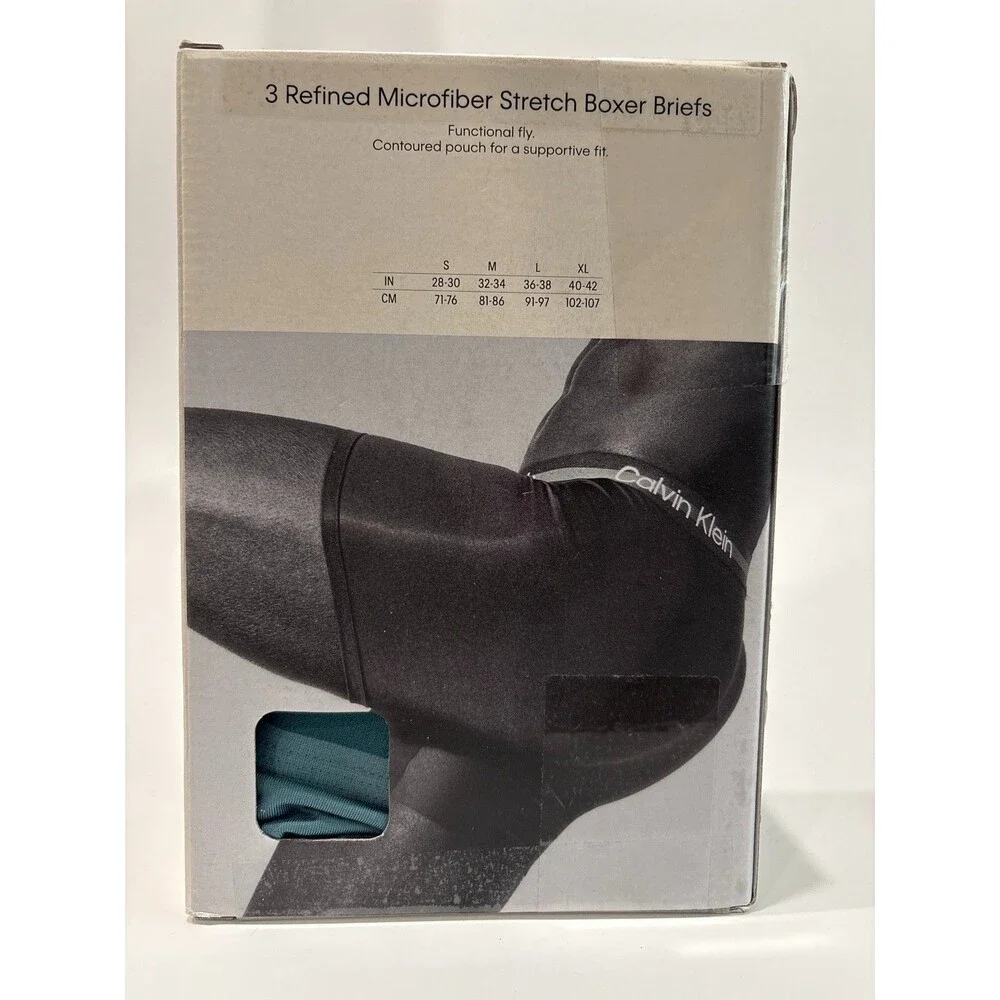 Calvin Klein Refined Microfiber Stretch Boxer Briefs 3 Pack Mens Medium 32-34 NW